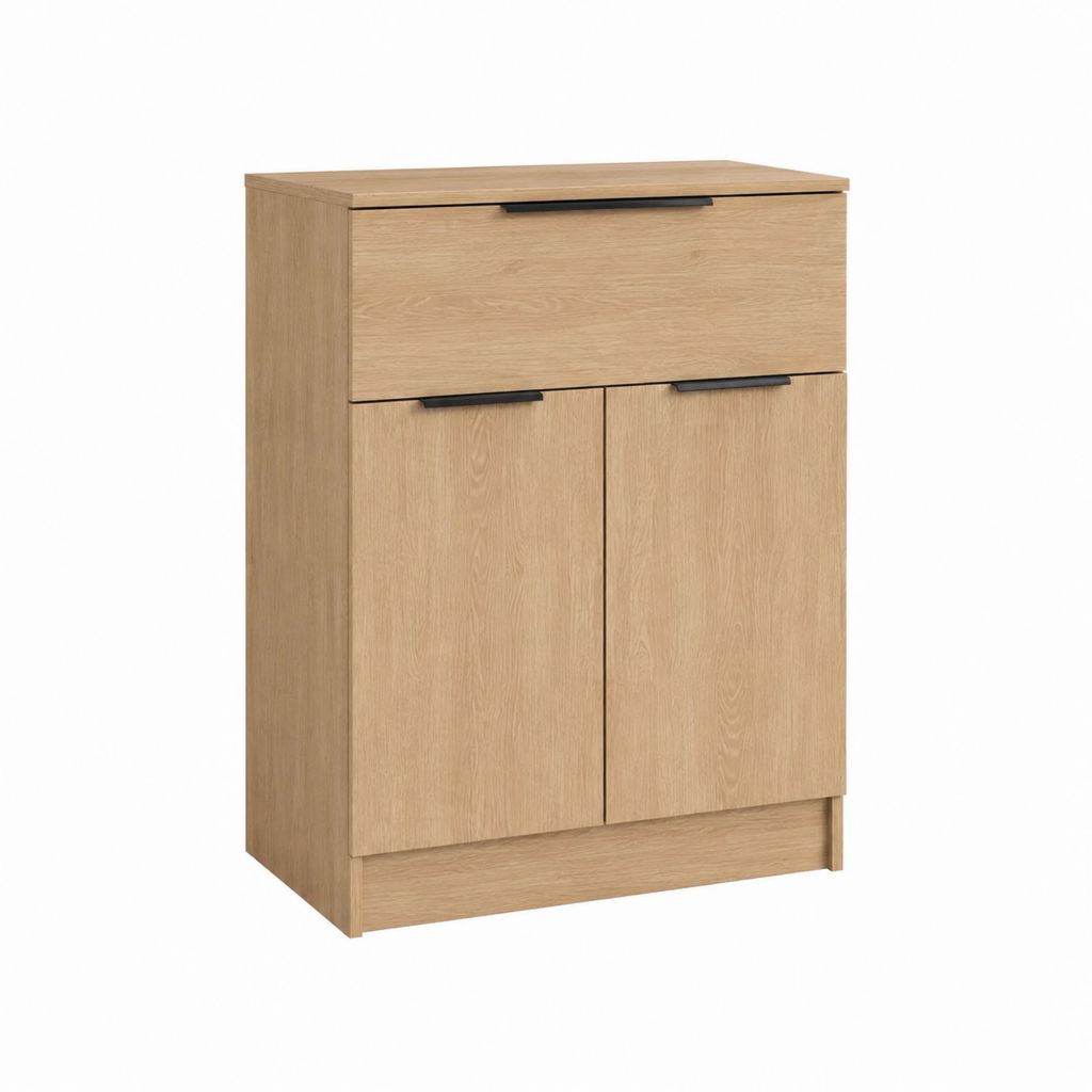 Sideboard Eiche-Optik Holzwerkstoff rechteckig mit 2 Türen und 1 Schublade 80 x 40 x 110 cm
