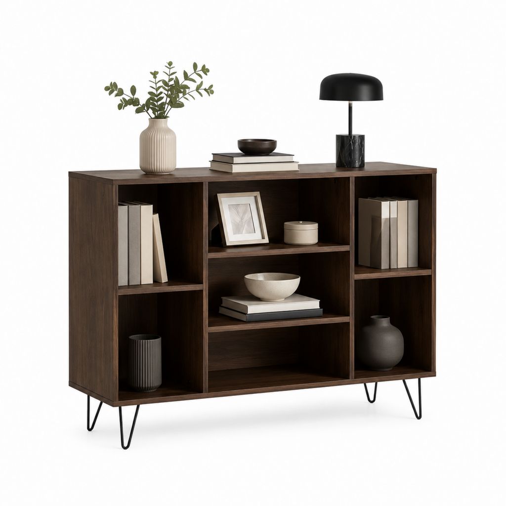 Offenes Sideboard Regal Dunkelbraun Spanplatte Rechteckig 120 x 40 x 90 cm