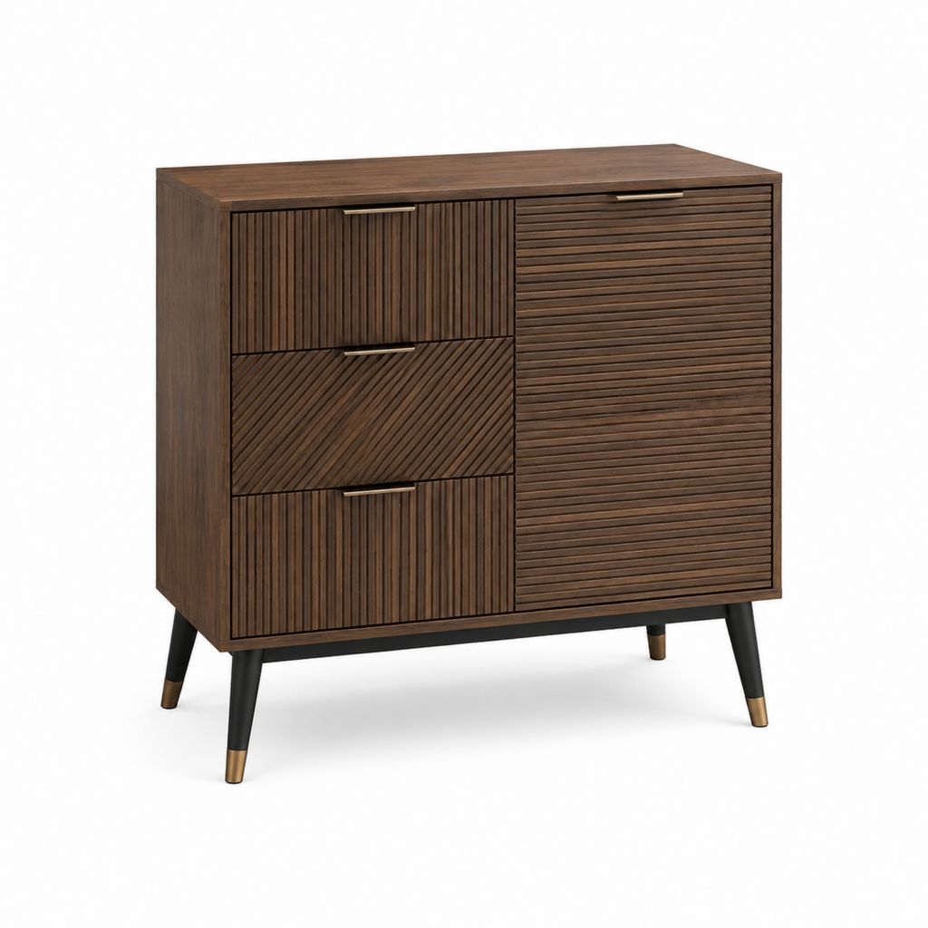 Sideboard Nussbaumoptik MDF Rechteckig mit 3 Schubladen und Tür 100 x 40 x 100 cm