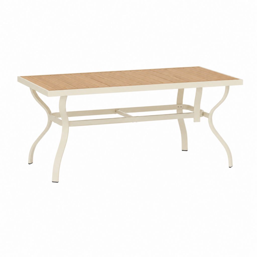 Gartentisch rechteckig Creme Natur Akazienholz Stahl 150 x 90 x 75 cm