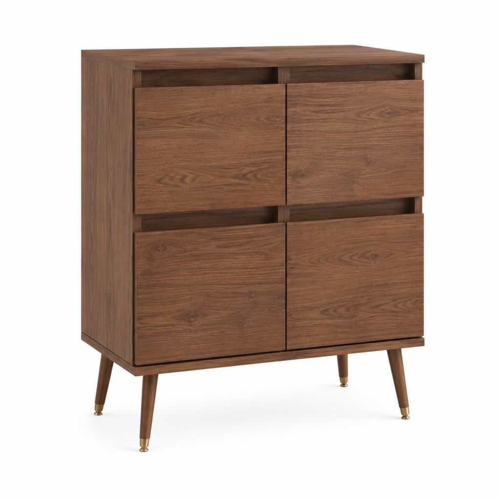 Sideboard mit 4 Schubladen Nussbaumfurnier rechteckig 90 x 40 x 100 cm