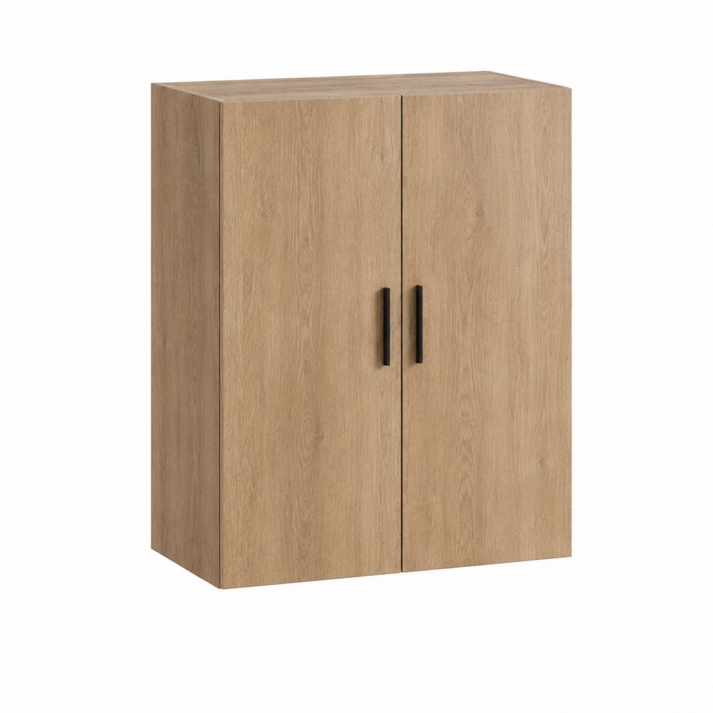 Sideboard mit 2 Türen Eiche Natur Spanplatte rechteckig 80 x 120 x 40 cm