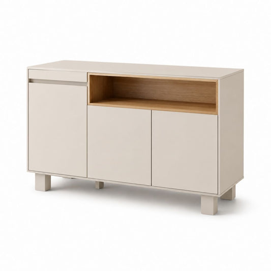 Sideboard Beige mit Eichenoptik aus melaminbeschichteter Spanplatte rechteckig 120 x 40 x 75 cm