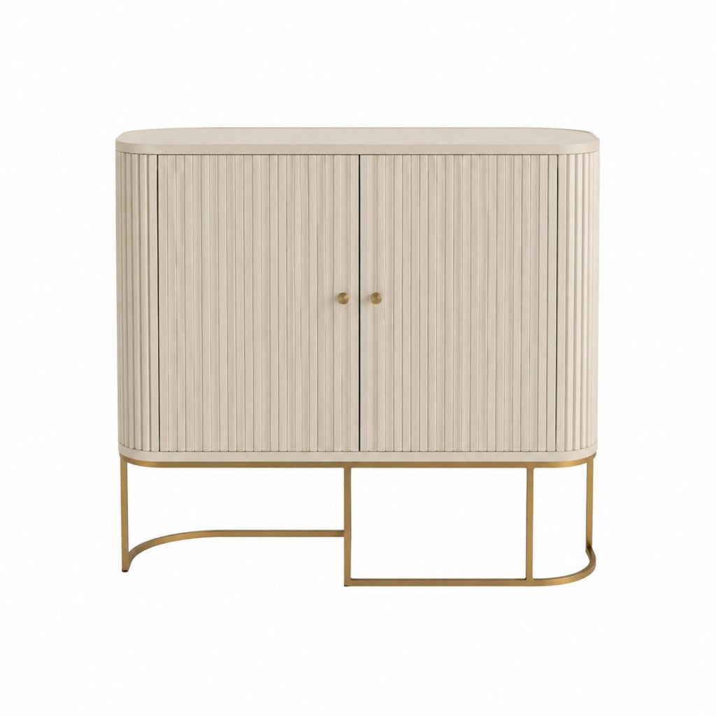 Sideboard mit 2 Türen Beige MDF und Stahl 100 x 40 x 90 cm