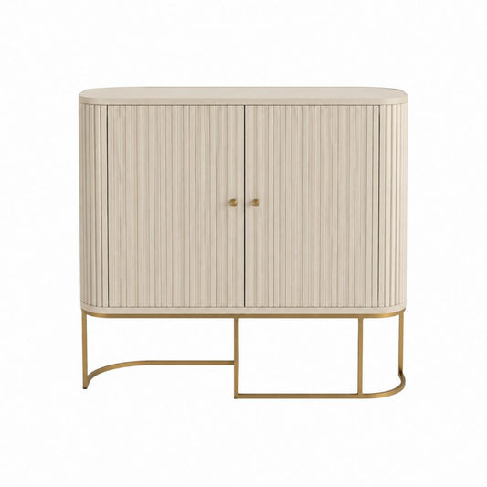 Sideboard mit 2 Türen Beige MDF und Stahl 100 x 40 x 90 cm